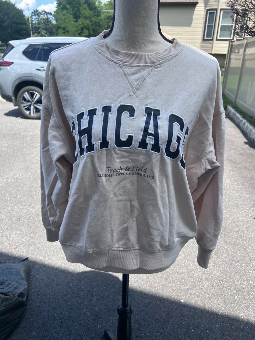 H&M Beige Chicago Track & Field Crewneck Sweater